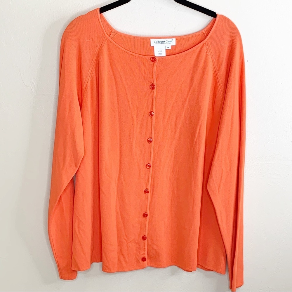 Coldwater Creek Orange Button-Up Cardigan Sweater